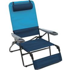 Blue chair and ottoman RIO Ottoman Lounge 4-Position Camp Chair, Blue Sky/Navy