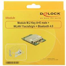 M.2 Network Cards & Bluetooth Adapters DeLock Module M.2 Key A E male > WLAN 11ac/a/b/g/n Bluetooth 4.0 Netværksadapter Trådløs Grøn Sølv > I externt lager, forväntat leveransdatum hos dig 27-10-2022