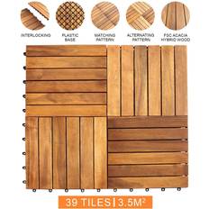 MonsterShop Wooden Decking Tiles Brown