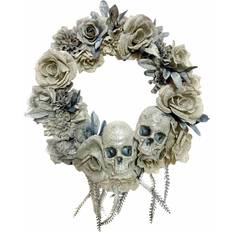 Brown Party Supplies Wreath with 20" Skull & Roses Brown/Gray Decoration