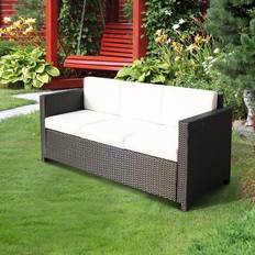 Garden & Outdoor Furniture OutSunny Rattan Three-Seat Sofa 01-0720 Black, Grey Outdoor Sofa