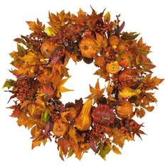Flowers Nearly Natural 28" Harvest Pumpkin Wreath