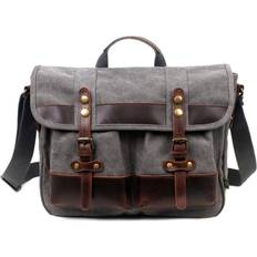 TSD Brand Valley Trail Canvas Crossbody Bag Gray