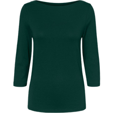 Vero Moda Panda Modal Boatneckline 3/4 Sleeved Top - Green/Pine Grove