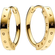 Pandora Gold Earrings Pandora Signature I-D Hoop Earrings - Gold