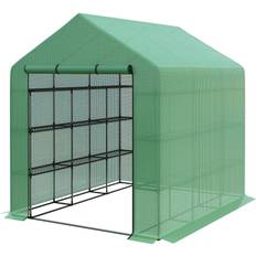 Freestanding Greenhouses OutSunny Portable Greenhouse 8x6ft Stainless steel Plastic