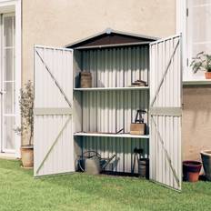 Cobertizos vidaXL Cobertizo Jardín Acero Galvanizado Marrón 107,5x46x183 cm (Área de construcción )