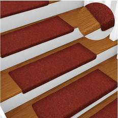 Rojo Alfombras de escalera vidaXL Alfombrillas De Escalera 10 Unidades 65x21x4 cm Rojo