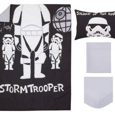 Star Wars Bäddset Barnrum Star Wars Disney Trooper svartvitt set täcke, dra-på-underlakan, platt