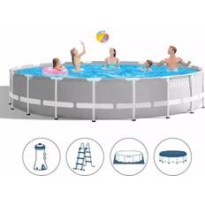 Piscines Intex Piscine tubulaire Ronde Prism Frame 5,49 x 1,22 m Accessoires inclus Gris