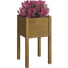 Pino Macetas Exteriores vidaXL Jardineras 2 Uds Madera Maciza De Pino 40x40x70 cm - Marrón