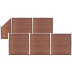 Recinzioni vidaXL Pannelli Recinzione 5 Quadrati 1 Inclinato 965x186 cm Marrone Arredo Giardino