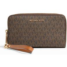 Michael Kors Large Logo and Leather Wristlet - Brown