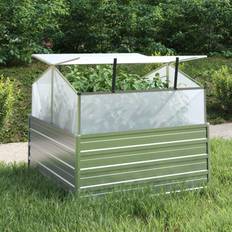 Vasi, Piante e Coltivazione vidaXL Garden Raised Bed with Greenhouse 39.4'x39.4'x33.5' Silver