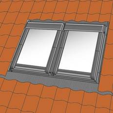 Vinduer Velux Tvillinginddækning EBW 0021B t/ bølgeformet Træ, PVC Ovenlysvindue Vindue med 3-lags glas