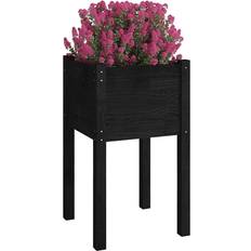 vidaXL Garden Planter Black 40x40x70 Solid Pinewood - Black