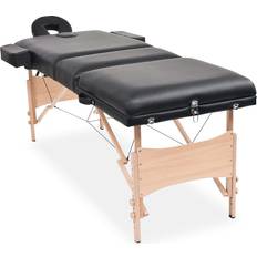 Massage- & Afslapningsprodukter vidaXL foldbart 3-zoners massagebord- og skammelsæt 10 cm tykt sort