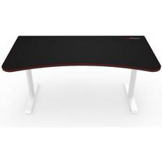 Arozzi Arena Ultrawide Curved Gaming Desk - White with Black/Red Accents