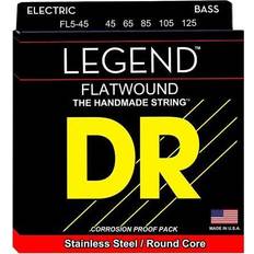 Flatwound bass strings DR Strings FL5-45 Legend Flat-Wound 5-strängs el-bassträngar 045-125