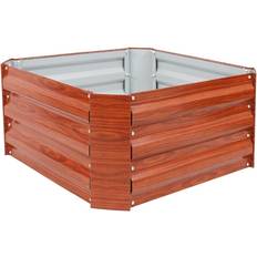 Square pots for plants Sunnydaze Decor 24 in. Square Woodgrain Galvanized Raised Bed