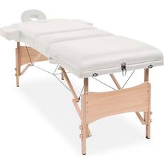 Massagebord vidaXL foldbart 3-zoners massagebord- og skammelsæt 10 cm tykt hvid