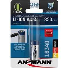 3.6v litium batteri Ansmann 16340, Micro-USB Special-batteri 16340 Litium 3.6 V 850 mAh