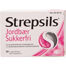 Strepsils 36 stk Strepsils Jordbær Sukkerfri 0,6+1,2 mg 36