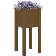 Pino Macetas Exteriores vidaXL Jardineras 2 Uds Madera Maciza De Pino 31x31x70 cm - Marrón