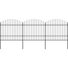 vidaXL Garden Fence with Spear Top Steel 1.5-1.75x5.1