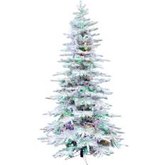 Multi color string lights Fraser Hill Farm 6.5-Ft. Flocked Pine Valley Christmas Tree 78"