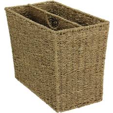 Beige Newspaper Racks Household Essentials Woven Seagrass Side-by-Side Magazine Rack ML-5642 Newspaper Rack