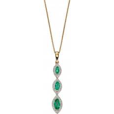 Emerald Necklaces Elements Marquise Drop Pendant Necklace - Gold/Emerald/Diamonds