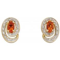 Elements 9ct Diamond & Fire Opal Earrings GE2316R
