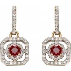 Elements 9ct Ruby Illusion Setting Diamond Art Deco Earrings GE2359R