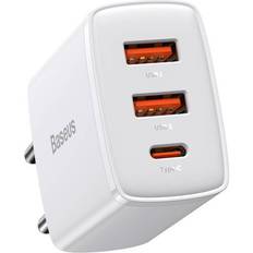 Qc3 Baseus 3-ports PD QC3 laddare 2xUSB och 1xUSB-C 30W Vit