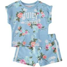 Juicy Couture Girls 4-6X Floral Logo Short Set - Blue