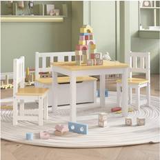 vidaXL Ensemble De Table Et Chaises Pour Enfants 4 pcs Beige MDF