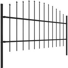 Black Fences vidaXL Garden Fence with Spear Top Steel