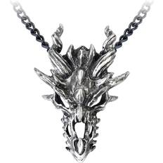 Alchemy Gothic Alchemy Gothic Dragon Skull Halsband Unisex silverfärgad