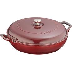 Red Shallow Casseroles Staub 3.5 Qt. Enameled Grenadine with lid