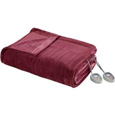 Plush Heated Queen Blanket Couverture Rouge