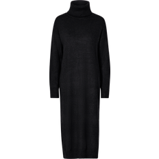 Vila Robe Midi Manches Longues En Viscose Noir Vale