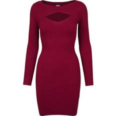 Rojo Vestidos Urban Classics Ladies Cut Out Mini Knit Evening Dress - Ruby