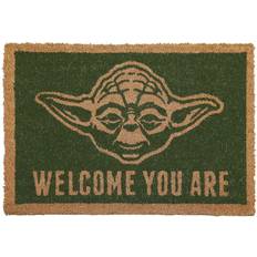 Flat Woven Entrance Mats Pyramid Star Wars Welcome You are Yoda Doormat Green, Brown cm