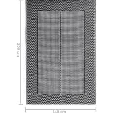 Tapis vidaXL Tapis d'extérieur Noir 140x200 cm PP Black and Grey Gris, Jaune, Noir