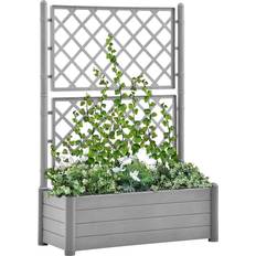 Krukker, Planter & Dyrkning vidaXL plantekasse med espalier 100x43x142 PP stengrå Plantekasse