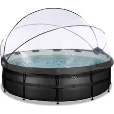 Exit Toys Fritstående pools Exit Toys Havepool black leather pool ø488x122cm med dome og sandfilterpumpe sort