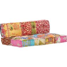 Boligtekstiler Be Basic puf med patchwork stof Stolehynde