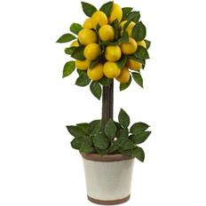 Green Garden Decorations Nearly Natural Lemon Ball Artificial Topiary Arrangement