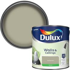 Dulux Standard Overtly Olive Silk Emulsion Paint Wall Paint Overtly Olive 2.5L